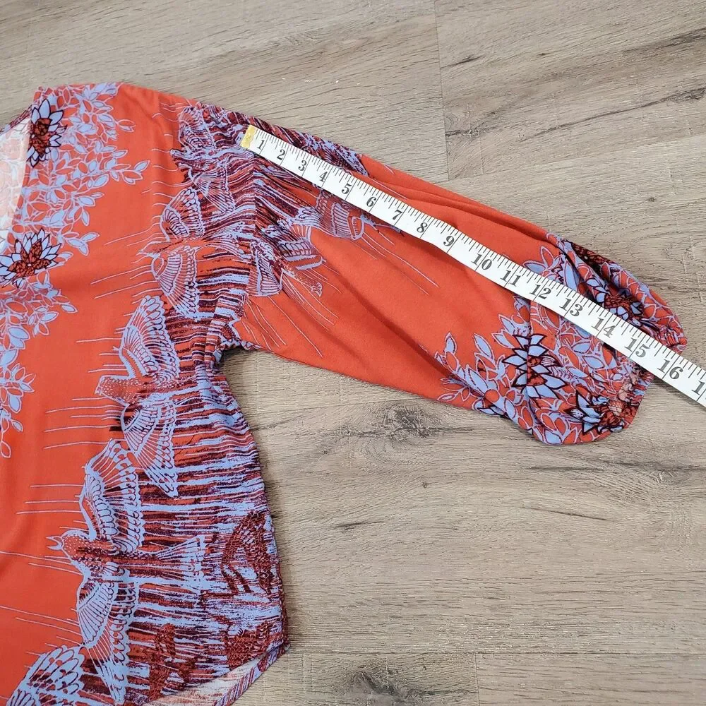 Free People Oversized Balloon Sleeve Peasant Top XS Boho Cottagecore Artsy